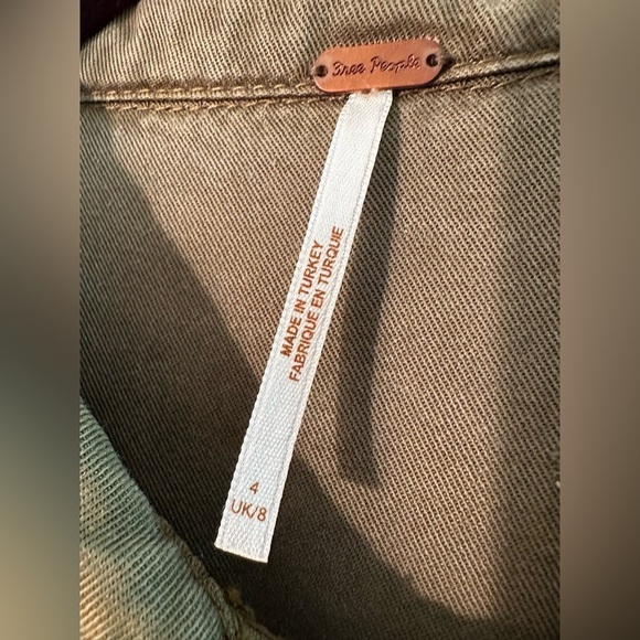 FREE PEOPLE 4 Army Green Military Utility Long Sleeve Romper Convertible Sleeves - Picture 3 of 16